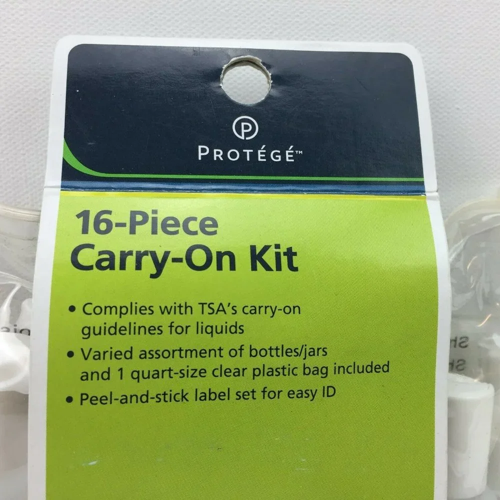 Protege 16 Piece Bottle and Jar Travel Carry-On Kit TSA Approved Size